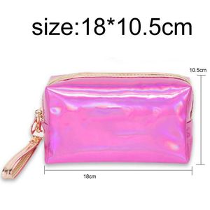 여성 패션 화장품 가방 핑크 레이저 메이크업 백 지퍼 화장 핸드
