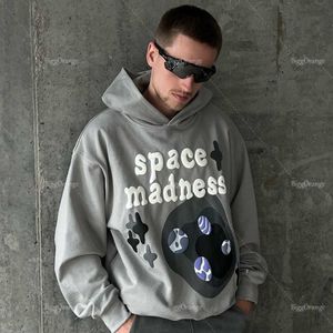 Herrtröjor tröjor skummande rymdtryck tröja överdimensionerade y2k kläder nya i män kläder zip hoodie kvinnor träning män streetwear topp tröja t230921