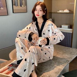 Women's Sleepwear Pajamas Set Autumn Long Sleeve Top With Pants 2 Piece Female Golden Velvet Luxury Home Suit Winter Loungewear Pyjama