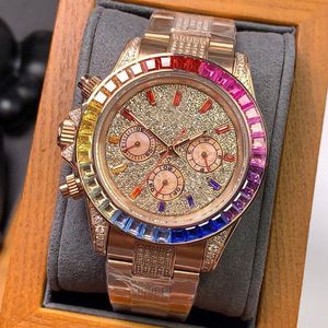 Rainbow Diamonds 43mm Mechanical Automatic Fashion Wristwatch Mens Montre armbandsur Luxe Watches Woman for Watch Bezel Diamond de wa fmlh