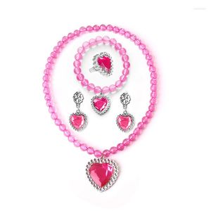 Akcesoria do włosów 4PCS Dziewczęta Princess Jewelry Udawanie zestawów Zestaw Zestaw zabawek Kolczyki Kroczyń Pierścionki Halloweenowe przyjęcie urodzinowe Prezent