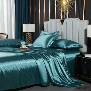 Conjuntos de cama Nordic Mulberry Silk Bedding Set com capa de edredão caso de cama de luxo casal único duplo verão pessoas bedsheet r230901