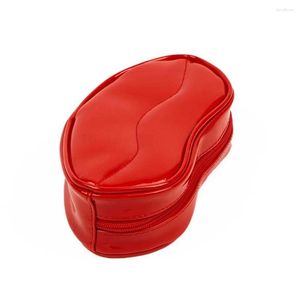 Cosmetic Bags Beauty Tools Bag Patent Leather For Women Cases Red Lip Shape Makeup Storage Toiletry