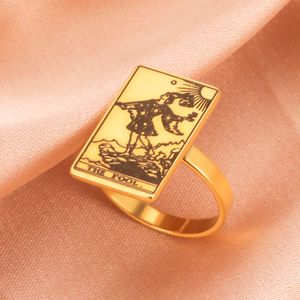 Wedding Rings LIKGREAT Tarot Cards Ring for Women Astrology Amulet Esotericism Card Couple Finger Stainless Steel Vintage Jewelry Gift 230831