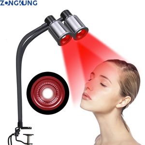 Massager twarzy Zongkung Dual Heads 15pcs LED 660 NM Lampka fizjoterapia w podczerwieni Lampa Czerwona Piękno do naprawy skóry Ból Urządzenie 230831