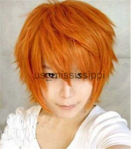 Cosplay Peruki Cosplay Peruka dla Koushi Sugawara Nishinoya Yuu Hinata Haikyuu Party Halloween Costume Short Orange Men's Party Pelucas Peruk x0901