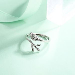 Cluster Rings 925 Sterling Silver Branch Bird Open for Women Teens Engagement Wedding Luxury Designer Jewelry Artiklar med