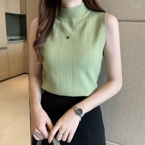 Women's Blouses 2023 Summer Underlay Sweater Slim Fit Thin Sleeveless Knit Top With Tank Short