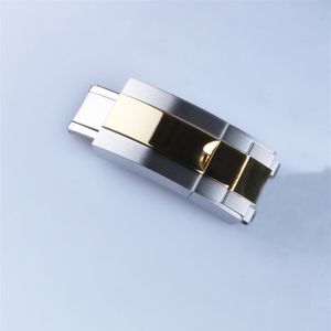 16mm x 9mm Watch Band Buckle Distribution Clasp Middle Gold Silver Two Tone Högkvalitativ rostfritt stål191R