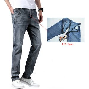 Calças masculinas de luxo jeans invisível aberto virilha ao ar livre conveniente namorada ferramenta pornográfica inverno calças masculinas apertadas calças jeans 230831