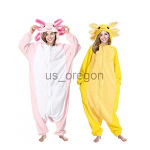 Casa Roupas Adultos Unissex Salamandra Animal Pijama Mulheres Peixe Onesie Pijamas Menina Anime OnePiece Presente de Aniversário Cosplay Kigurumi Traje X0902