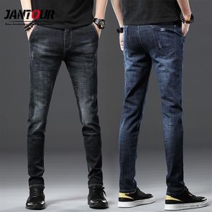 Jantour Cotton Men Jeans Pants Lace up Denim Trousers Black Pants Skinny Slim Hip Hop Sportswear Elastic Waist Male Trousers 20112265s