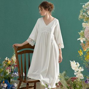 Women's Sleepwear Women Nightgown Elegant Lady Summer Dress White Pink