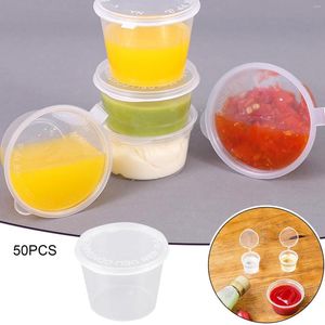 Förvaringsflaskor lock koppar 1,5 oz förklädbehållare portion container plastbuldran s gelé mellanmål glas med