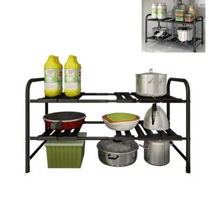 Organizzatore per cassetti da cucina sotto il lavello, portaoggetti per cassetti, supporto per armadietto a 2 livelli, regolabile