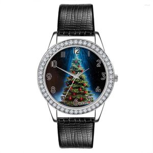 Relógios de pulso Clássico Quartz Ladies Watch 3-Hands Forma Redonda Presente de Natal Pulso Feriado para Namorada