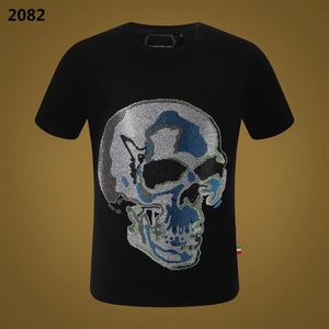 PP Men's T-shirt Summer rhinestone Short Sleeve Round Neck Phillip Plain shirt tee Skulls Print Tops Streetwear M-xxxL 88130315Q