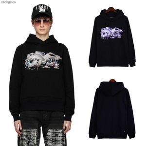 Fantezi kazakları hoodies amiirii erkek moda tasarımcı kıyafetleri 23ss mor senaryo logosu siyah hoodie