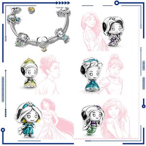 S925 ciondolo in argento sterling sirena Ariel principessa fascino perla originale braccialetto di fascino Pandora gioielli di moda da donna spedizione gratuita