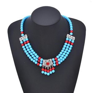 Pendant Necklaces Bohemian Acrylic Beads Women's Tassel Headwear Retro Hair Jewelry Gypsy Style Necklace
