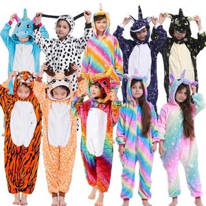 abbigliamento per la casa Unicorno Tuta Kigurumi Pigiama per bambini Per ragazzi Ragazze Flanella Bambini Panda Pigiama Simpatico animale bianco Inverno Halloween Tutina x0902