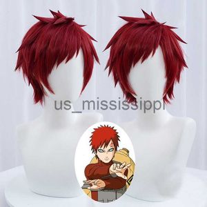 Косплей парики мужчины короткий темно -красный парик аниме Gaara Cosplay Wig Teaterptaint Synthetic Wigs бесплатный парик x0901