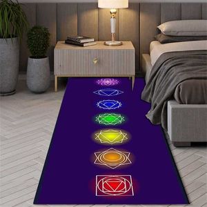 Indian Bohemian Seven Chakras Carpet Mandala Yoga Meditation Flower of Life Flower Suitable Bedroom Room Decor Anti-slip Rugs HKD230901