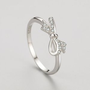 Cluster Rings CYJ Bowknot European Pave Clear CZ S925 Sterling Silver Ring For Women Birthday Party Wedding Girl Jewelry