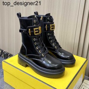 23ss Designer boots motorcycle boots fashion Chelsea boots woman Mid length boots Black Leather Wedge Lace Round Head Letter Thick Heel Knight womens Boots