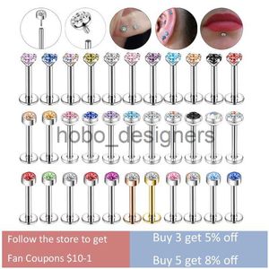 Labret Lip Piercing Jóias ZS 6-13PCS / LOT 16G Aço Inoxidável Lip Labret Piercing Set Crystal Monroe Lip Stud Ear Tragus Helix Cartilage Piercing 6/8/10mm x0901
