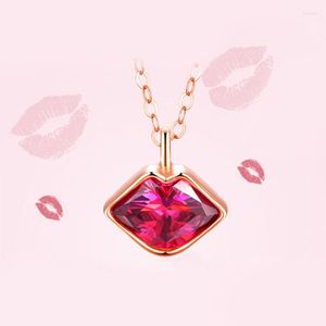 Chains 2023 Jewelry Fashion Scarlet Kiss Red Lips Love Necklace Women Exquisite Clavicle High Quality