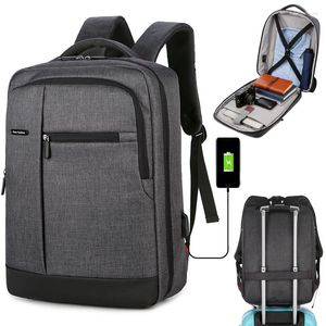 Skolväskor 15,6 tum män bärbara ryggsäckar Travel Multi USB Charger Man College Business Back Pack Bag For Boys Mochila