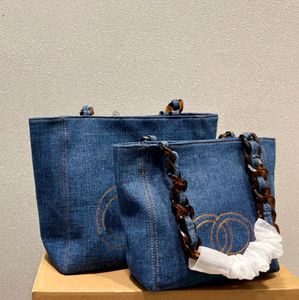 2023 Luxurys Designer Denim Fabric Tote Bag Triangle Label Lage Capacity Shourdle Shourdle Bag