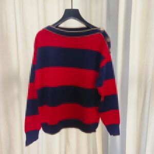 2023 Red Striped Print Marka Pullover Marka w tym samym stylu Swetery damskie DH051