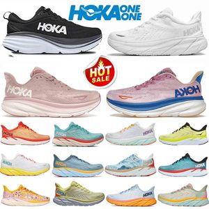 2023 Hoka Bondi Hokas Shoes for Mens Womens Clifton 8 Primrose Fiesta Green Hot Coral Shark Grey Coastal Sky Volt Mens Trainers Women