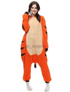 Hemkläder Bengal Tiger Animal Bodysuit Vuxna pyjamas Kvinnors långärmade huva fleece huskläder One Piece Jumpsuit X0902