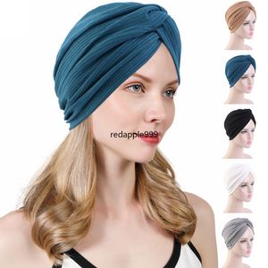 Indiano Torsione Nodo Turbante In Cotone Elasticizzato Interno Cappello Hijab Donne Musulmane Beanie Cofano Copertura Perdita di Capelli Cancro Chemio Cap Foulard