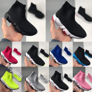 Speed ​​Treners Buty dla dzieci Sock Black Boys Girls Sneakers Dzieci Kid High Designer Trainer Youth Toddler Shoe White Czerwony Neon jasnożółty żółty