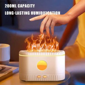 Humidifiers Colorful Flame Light Desktop Humidifier Ultra Quiet Aromatherapy Diffuser Waterless Auto-Off for Living Room Bedroom Office Dorm Q230901