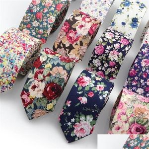 Neck Ties Cotton Flower Tie Mens Colourf Floral Necktie Narrow Paisley Slim Skinny Cravate Thick Neckties T200805 Drop Delivery Fashio Dhud8