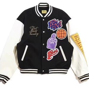 2023 män och kvinnor baseballjackor vår sommaren högstreet outwear curry varsity kontrast färg läderjacka