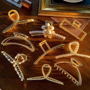 French style metal grip clip large curly hair clip back head spoon hair clip female inset Korean headwear high-end shark clip