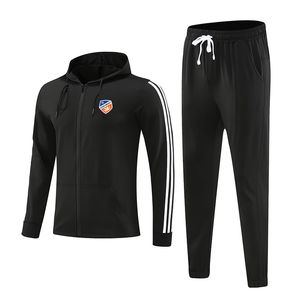 FC Cincinnati Herren-Trainingsanzüge, Outdoor-Sport, warme Langarm-Kleidung, durchgehender Reißverschluss, mit Kappe, langärmliger Freizeit-Sportanzug