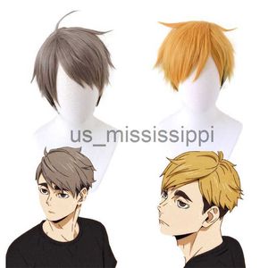 Cosplay perukları haikyuu anime miya atsumu cosplay peruk adult miya osamu kostüm saç sentetik peruk kapağı x0901