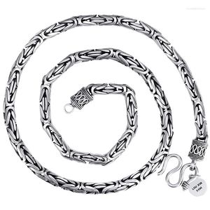 Pendant Necklaces DEEPFOREST Silver Color Men's Necklace Pingan Pattern Retro Personality Trendy Thick And Long Jewelry