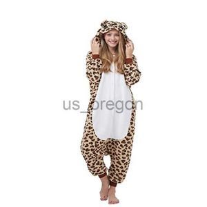 Домашняя одежда Леопард Кигуруми Паджама Женщины для взрослых животных медведь косплей костюм припечатки с фланель