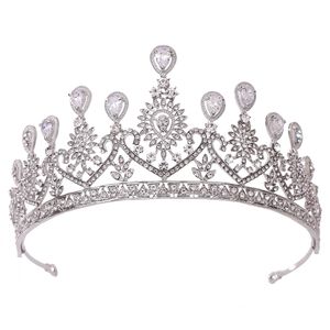 2023 Headpieces Shinning Tiaras och Crowns Bride Big Hollow Crystal Wedding Crown Queen King Hair Jewelly Head Accessories Silver Gold