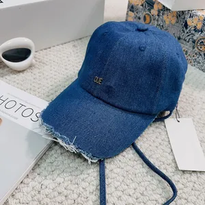 23FW USA Women Denim Caps High Street Justerbara Casual Europe Peaked Hats Tassels med strängar 1 september