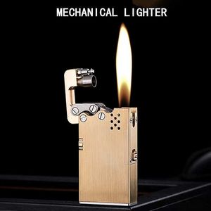 Handmade Brass Mechanical Automatic Ignition Kerosene Lighter Titanium Alloy Material Smoking Accessories Gadgets For Men VK60