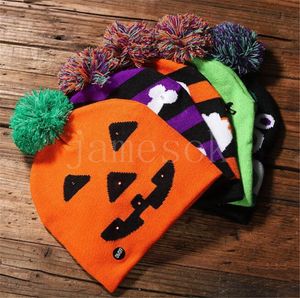 Cappelli a maglia Halloween Led per cappuccio per cranio acrilico di zucca per bambini Mamme calde berretti caldi berretti invernali decorazioni per feste df269